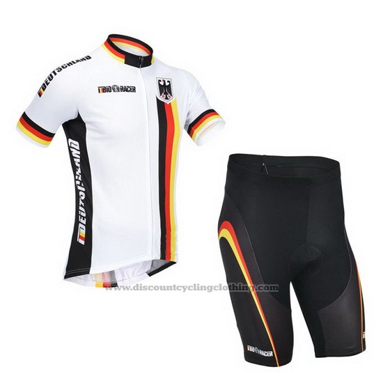 2013 Cycling Jersey Germany White and Black Short Sleeve and Bib Short